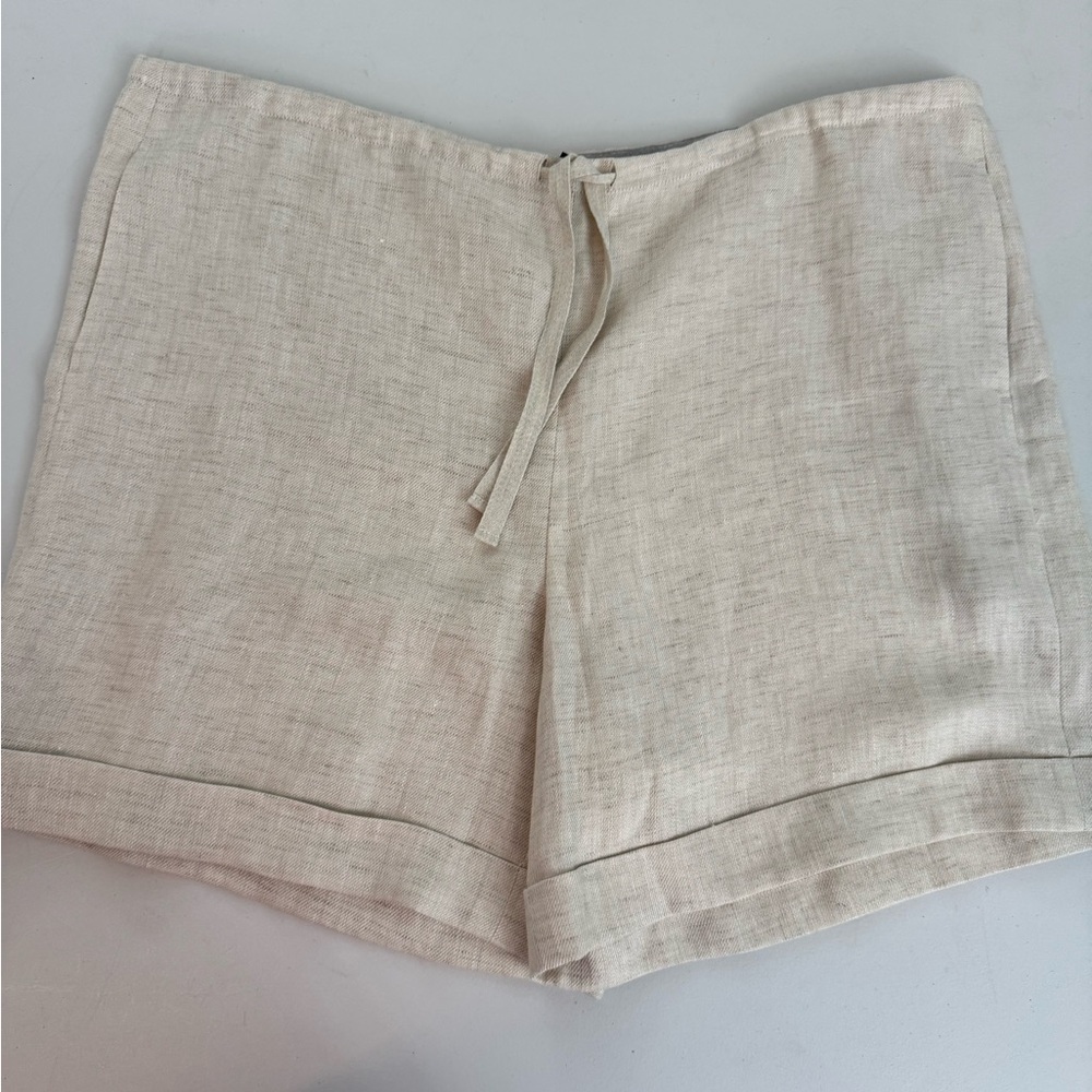 Lafayette 148 New York Light Beige Bermuda Shorts Linen Blend